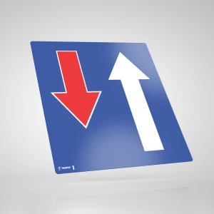 Naklejka Podłogowa: D-5 Pierwszeństwo na Zwężonym Odcinku Jezdni