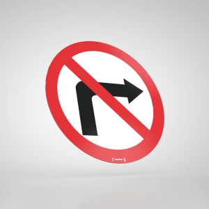 Naklejka Podłogowa BHP: Znak B-22 Zakaz Skręcania w Prawo