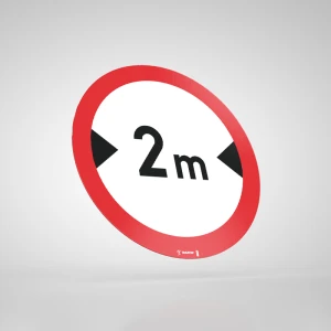 Naklejka Podłogowa BHP: Znak B-15 Zakaz Wjazdu Pojazdów o Szerokości Ponad 2M