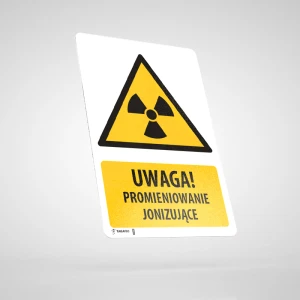 Naklejka Podłogowa BHP z Opisem: Uwaga! Promieniowanie Jonizujące