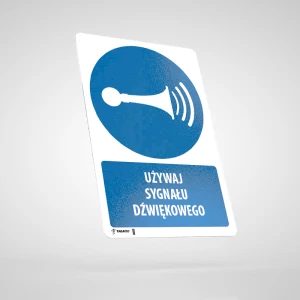 Naklejka Podłogowa BHP z Opisem: Nakaz Stosowania Sygnału Dźwiękowego