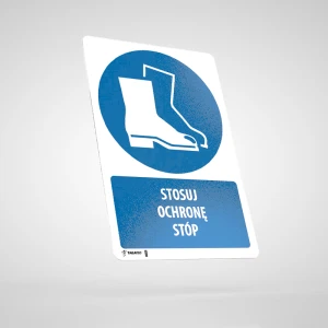 Naklejka Podłogowa BHP z Opisem: Nakaz Stosowania Ochrony Stóp