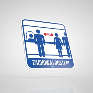 Naklejka BHP - Zachowaj Odstęp Prostokąt