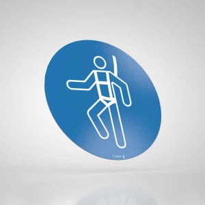 Naklejka Podłogowa BHP: Nakaz Stosowania Szelek Bezpieczeństwa