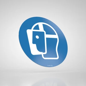 Naklejka Podłogowa BHP: Nakaz Stosowania Ochrony Twarzy