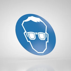 Naklejka Podłogowa BHP: Nakaz Stosowania Ochrony Oczu