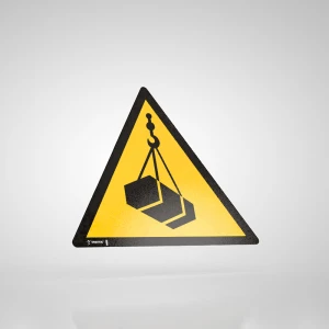 Naklejka Podłogowa BHP: Uwaga! Wiszące Ciężary W015