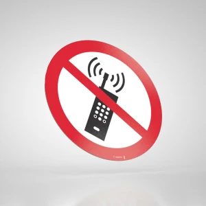 Naklejka Podłogowa BHP: Zakaz Używania Telefonów Komórkowych