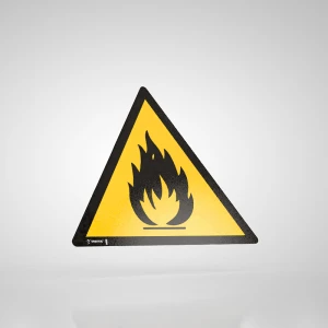 Naklejka Podłogowa BHP: Uwaga! Substancje Łatwopalne W021