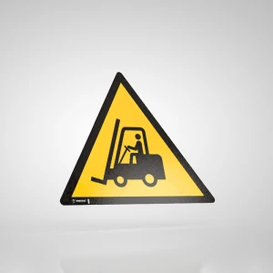 Naklejka Podłogowa BHP: Uwaga! Ruch Wózków Widłowych W014