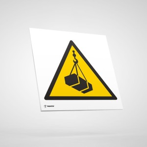 Uwaga! Wiszące Ciężary - Tabliczka Informacyjna, Piktogram BHP bez Opisu: W015