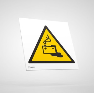 Uwaga! Ładowanie Baterii - Tabliczka Informacyjna, Piktogram BHP bez Opisu: W026
