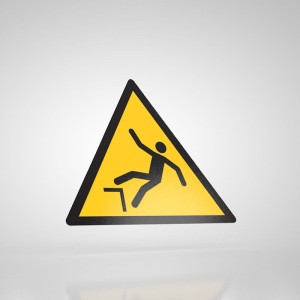 Naklejka Informacyjna BHP: Uwaga! Niebezpieczeństwo Upadku W008