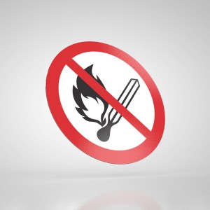 Naklejka Informacyjna BHP: Zakaz Używania Otwartego Ognia