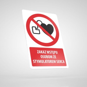 Naklejka Informacyjna BHP z Opisem: Zakaz Wstępu Osobom ze Stymulatorem Serca