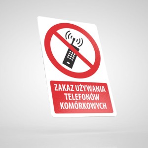 Naklejka Informacyjna BHP z Opisem: Zakaz Używania Telefonów Komórkowych