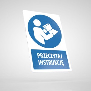 Naklejka Informacyjna BHP z Opisem: Przeczytaj Instrukcję