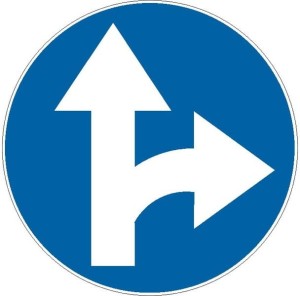 Naklejka Informacyjna: C-6 Nakaz Jazdy Prosto lub w Prawo