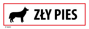 Naklejka Informacyjna: Zły Pies