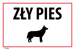 Naklejka Informacyjna: Zły Pies