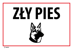 Naklejka Informacyjna: Zły Pies