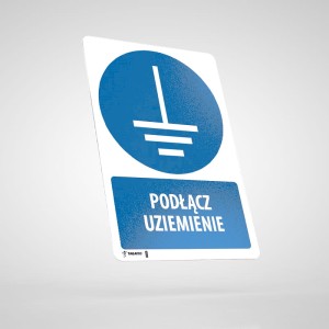 Naklejka Informacyjna BHP z Opisem: Podłącz Uziemienie M005O