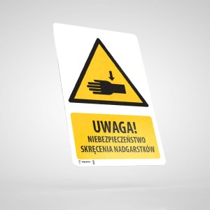 Naklejka Informacyjna BHP z Opisem: Uwaga! Niebezpieczeństwo Skręcenia Nadgarstków WU021O