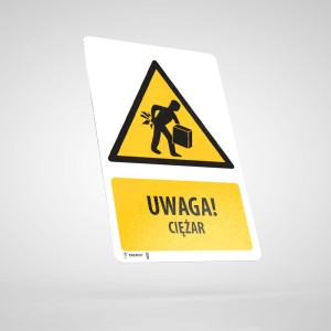Naklejka Informacyjna BHP z Opisem: Uwaga! Ciężar WU16O