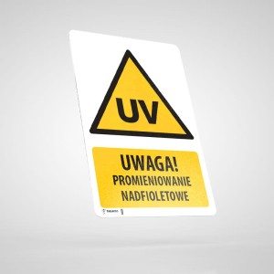 Naklejka Informacyjna BHP z Opisem: Uwaga! Promieniowanie Nadfioletowe WU011O