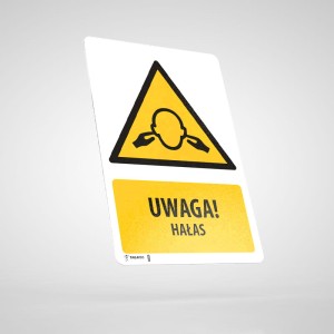 Naklejka Informacyjna BHP z Opisem: Uwaga! Hałas WU009O