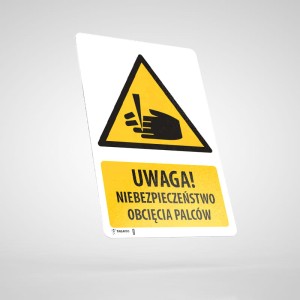 Naklejka Informacyjna BHP z Opisem: Uwaga! Niebezpieczeństwo Obcięcia Palców WU005O