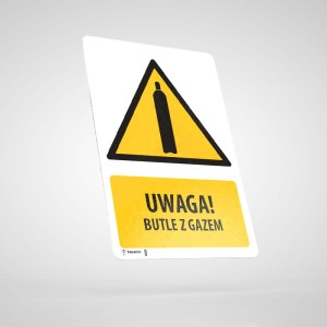 Naklejka Informacyjna BHP z Opisem: Uwaga! Butle z Gazem WU002O