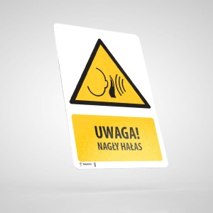 Naklejka Informacyjna BHP z Opisem: Uwaga! Nagły Hałas W038O