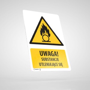 Naklejka Informacyjna BHP z Opisem:Uwaga! Substancje Utleniające się W028O
