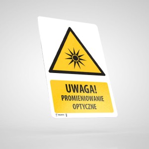 Naklejka Informacyjna BHP z Opisem: Uwaga! Promieniowanie Optyczne W027O
