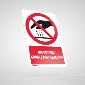Naklejka Informacyjna BHP z Opisem: Nie Dotykać! Gorąca Powierzchnia PU014O