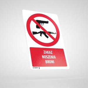 Naklejka Informacyjna BHP z Opisem: Zakaz Noszenia Broni PU012O