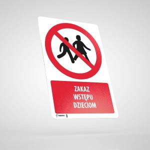 Naklejka Informacyjna BHP z Opisem: Zakaz Wstępu Dzieciom