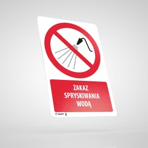 Naklejka Informacyjna BHP z Opisem: Zakaz Spryskiwania Wodą