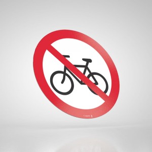 Naklejka Informacyjna BHP: Zakaz Wjazdu na Rowerze B-9