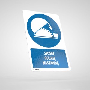 Stosuj Osłonę Nastawną - Naklejka Podłogowa BHP z Opisem M031O