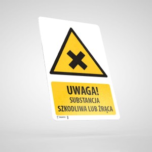 Substancja Szkodliwa lub Drażniąca - Naklejka Podłogowa BHP z Opisem WU015O