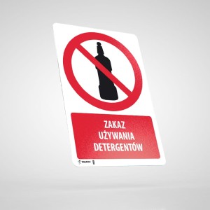 Naklejka Podłogowa BHP z Opisem: Zakaz Używania Detergentów PU27O