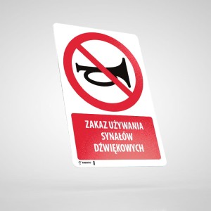Naklejka Podłogowa BHP z Opisem: Zakaz Używania Sygnałów Dźwiękowych