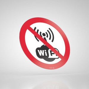 Naklejka Podłogowa BHP: Zakaz Używania Bezprzewodowego Internetu