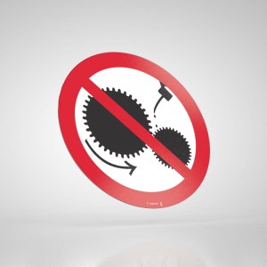 Naklejka Podłogowa BHP: Zakaz Smarowania Urządzeń w Ruchu