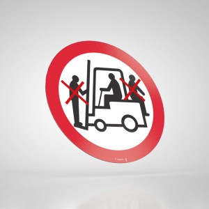 Naklejka Podłogowa BHP: Zakaz Przewozu Osób na Urządzeniach Transportowych 1