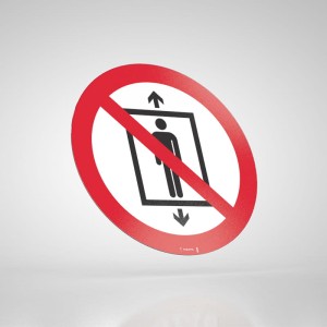 Naklejka Podłogowa BHP: Zakaz Używania Windy przez Ludzi