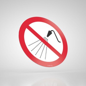 Naklejka Podłogowa BHP: Zakaz Spryskiwania Wodą